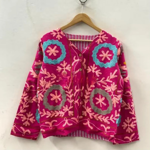 เสื้อแจ็คเก็ต MONIT MARKETING รุ่น Velvet Suzani Bomber แบบสองด้าน ปักมือสไตล์โบฮีเมียน วินเทจ ทรงสั้น ฟรีไซส์ เสื้อผ้าชาติพันธุ์ ลายดอกไม้ - Product Image 1