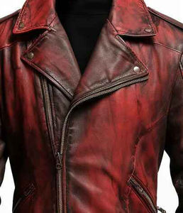 Winter Season Custom 2025 Vintage Sheep Skin Leather Biker <b>Jacket</b> Collarless <b>Gothic</b> Oversized Outdoor Waterproof Breathable Men - Product Image 2