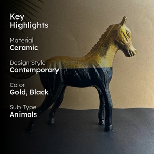Modern Design 2 Tone Gold-black Marble Handcrafted Giraffe Statues Elegant <b>Abstract</b> <b>Animal</b> Figurines <b>Art</b> Extravagant Living Room - Product Image 3
