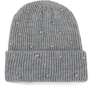 OEM Black Crystal Studded Beanie Hat Rib Knit Winter Warm <b>Cap</b> Women <b>Men</b> Custom Logo Streetwear Skull Hat - Product Image 6