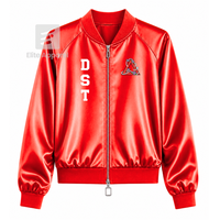 Veste en satin respirant personnalisée Delta Sigma Theta Sorority avec logo brodé sur le devant, rouge et blanc, manches longues pour femme