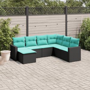 Conjunto de Sofás de Jardín en Negro y Azul para Muebles de Patio - Product Image 1