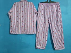 Conjunto de Pijama de Algodón Morado Hecho a Mano con Estampado de Corazones, Traje de Noche Indio, Precio al por Mayor, Ropa de Dormir - Product Image 3