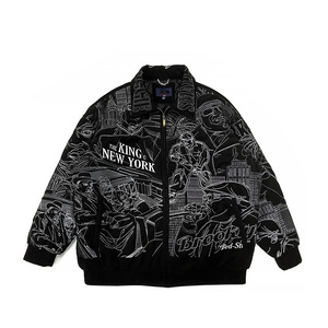 Veste d'hiver matelassée personnalisée pour homme, broderie 3D, rembourrage en coton, style hip-hop, coupe ample, veste streetwear chaude, OEM - Product Image 3