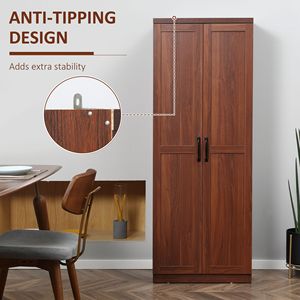 Armadio Dispensa da Cucina a 2 Ante da 160 cm con 5 Ripiani e 2 Ripiani Regolabili, Marrone, per Sala da Pranzo - Product Image 6