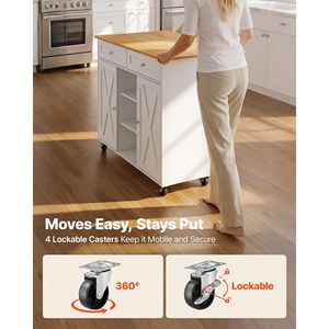Carrito de Cocina con Almacenamiento, 45.67 Pulgadas de Ancho, Carrito Rodante Móvil con Ruedas Giratorias, 2 Cajones, Gabinete de Almacenamiento de Metal y Madera - Product Image 6