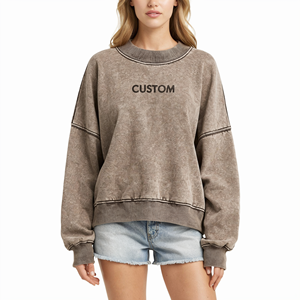 Sudadera Azul con Efecto Ácido, Sudaderas con Estampado Personalizado, Sudadera de Manga Larga para Mujer, Ropa Urbana Vintage, Fabricante OEM al por Mayor - Product Image 4