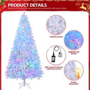 Albero di Natale Artificiale Pre-Illuminato da 2,4 Metri con 500 Luci RGB e 1500 Punte di Rami, Controllabile tramite App, Rami Pieghevoli - Product Image 5
