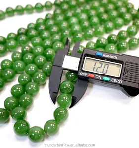 Cuentas de piedras preciosas de 12mm, cadena de cuentas de Jade verde de nefrita canadiense Natural y genuino, calidad superior, precio de fabricante