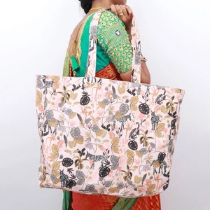 Embroidered Lotus Flower Cotton <b>Canvas</b> <b>Tote</b> Bag Zipper Closure Long Handles 15.5x14.5 Inches Lady Style Daily Use Shopping Bag - Product Image 4