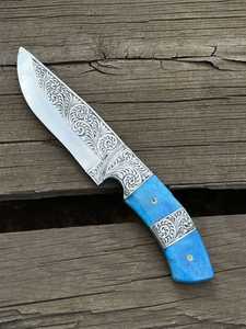 Cuchillo de Caza Personalizado Hecho a Mano con Acero D2, Grabado a Mano, Mango de Hueso con Bolster Grabado, Hoja de 6-7.9 Pulgadas, Cuchillo Multiusos para Exteriores - Product Image 5