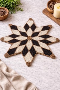 Set de table élégant fait main en perles de verre, tapis de table décoratif, décoration de maison de luxe, motif floral écologique, personnalisable, lavable - Product Image 5
