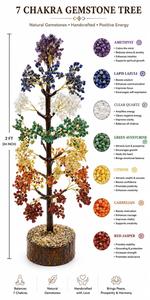 Arbre aux 7 chakras en pierres précieuses, 2 pieds, pierres naturelles, artisanat artisanal, améthyste, citrine, couleur 100% naturelle, origine Rajasthan - Product Image 6