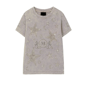 Camiseta Personalizada para Hombre con Logotipo Frontal en Pedrería y Estampado Brillante, 100% Algodón Grueso, Transpirable, Casual y a la Moda - Product Image 5