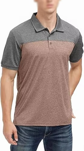 Polo à manches courtes pour homme, gris bleu, à blocs de couleur, tricoté, respirant, coupe décontractée - Product Image 3