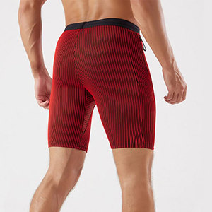 <b>Men's</b> <b>Red</b> Solid Compression <b>Shorts</b> Mid Waist Elastic Eco-Friendly Breathable Quick Dry Sporty with Pockets Front Logo - Product Image 6