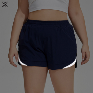 Shorts de sport personnalisés pour femme, taille plus, double couche, 100% coton, écologiques - Product Image 2