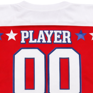 Maillot de hockey sur glace personnalisé rouge, blanc et bleu, sublimation, uniforme de hockey professionnel, respirant, manches courtes, pour hommes - Product Image 6