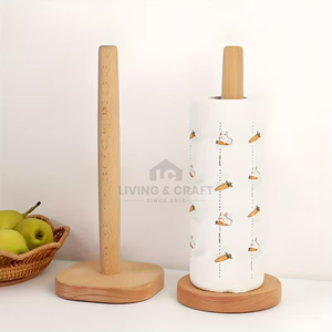 Support de cuisine et salle de bain en bois JUNJI, installation facile, type sur pied, organisateur de rouleaux de papier, séchoir à serviettes, support pliable pour comptoir - Product Image 5
