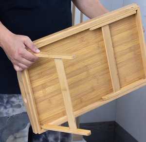 Mango Wooden Modern Adjustable <b>Foldable</b> Breakfast Tray Eco-Friendly Serving <b>Table</b> with Handles for Bed & Home Decor. - Product Image 6