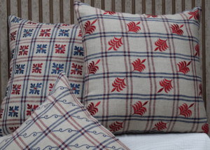 Blue Embroidered 100% Linen Cushion <b>Cover</b> Plaid Decorative Throw Pillow Case Elegant Home <b>Sofa</b> Decor Wholesale Manufacturer - Product Image 5