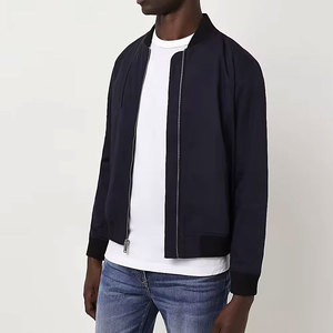 Blouson bomber bleu marine pour homme, fermeture éclair, col montant, vêtement décontracté, coupe classique, matière polyester, saison automne - Product Image 5