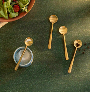 Cuillère à dessert en laiton doré mat poli, couverts de luxe, ensemble de cuillères en laiton pour les artisans les plus exigeants - Product Image 1