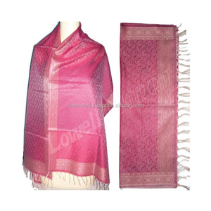 Assorted 22x72 Varanasi Art <b>Silk</b> <b>Scarf</b> Premium Polyester Shiny Knitted <b>Scarf</b> for Women Elegant Soft Fashion <b>Scarves</b> - Product Image 2