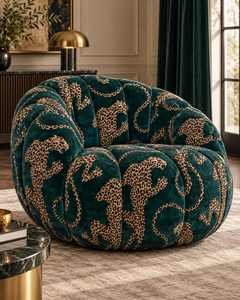 Tissu de rembourrage en velours vert turquoise à imprimé léopard pour la rembourrage de chaises et de canapés - Product Image 2