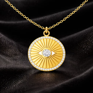 Colgante de oro radiante con halo de circonita cúbica y collar de plata de ley para ella - Product Image 1