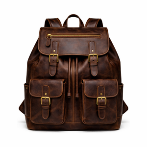 Strong and Stylish Leather <b>Backpack</b> for Men with Ergonomic Design, Laptop Compartment and Travel-Friendly Premium Handmade - Product Image 1