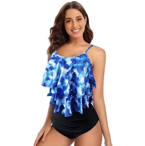 Conjunto de Bikini Premium para Mujer, Bikini Ajustable con Volantes Tropicales y Braguita de Cintura Alta para Playa, Piscina y Fiestas de Verano - Product Image 1