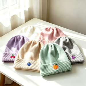 Gorro de Invierno Unisex de Color Sólido, Acrílico, Tejido Acanalado, con Parche Bordado, 56-58CM - Product Image 6