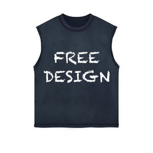 Chaleco sin mangas retro de moda urbana con estampado al por mayor, camiseta sin mangas para hombre con lavado ácido y efecto desgastado, camiseta sin mangas de color liso. - Product Image 4