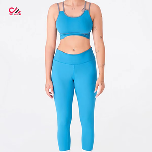 Women Suit Sportswear Set Eco Friendly Breathable Quick-drying Crossed <b>Straps</b> <b>Bra</b> and Leggings Flared Pants 2 Piece Yoga Set - Product Image 5