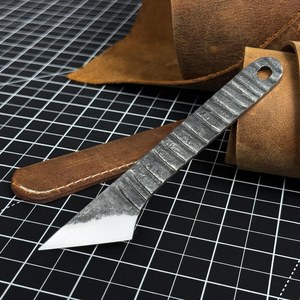 Carbon Steel Sheepsfoot Knife With Leather Handle Straight Edge 0.6mm Thickness <b>Crafting</b> <b>Tool</b> Non Adjustable Blade - Product Image 5