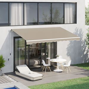 Tenda da Sole Retrattile Manuale Beige 13FT X 8FT, Design Durevole, Lunghezza Regolabile, Bracci Pieghevoli, Max 5m 3m - Product Image 2