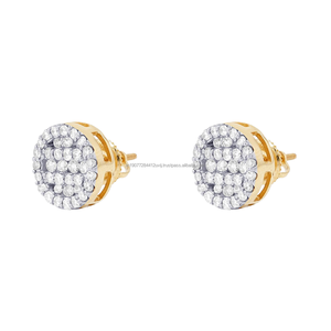 Boucles d'oreilles clous en or massif 10 carats avec diamant naturel taille brillant de 0,33 ct, 9 mm, en grappe, cadeau de luxe pour femme, mariage, fiançailles, soirée - Product Image 3