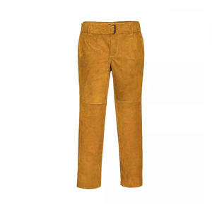 Pantalon de soudeur en cuir fendu grande taille personnalisé, résistant aux flammes, vêtement de travail industriel, coutures en Kevlar, salopette de sécurité robuste - Product Image 2