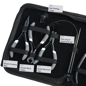 Hair Extension Tools Kit Microbeads Crimping Remover Tape In Plier Keratin Bond <b>Cutter</b> Hook Loop Comb Needle Scissor Finger Set - Product Image 3