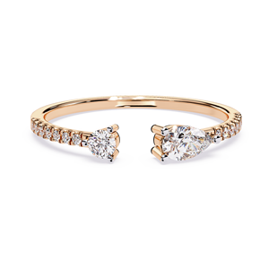 แหวนเพชรแท้ IGI รับรองคุณภาพ ทรงลูกแพร์ 0.30 กะรัต ดีไซน์เปิดวงแหวนครึ่งวง ทอง 10K/18K รุ่น SHREERAJ SOLITAIRE แหวนหมั้น - Product Image 2