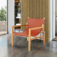 Canapé-lit moderne minimaliste durable et confortable, siège en cuir, revêtement en tissu, structure en teck pour la maison, salon, meubles