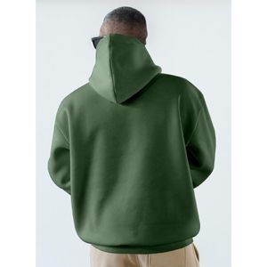 Sudadera con Capucha Básica de Forro Polar para Hombre, Corte Regular, Informal, con Bolsillo Delantero, Estilo Vintage, Tejido Grueso - Product Image 6