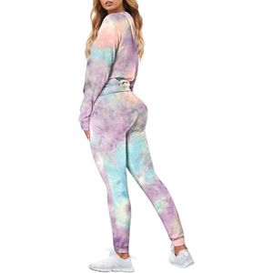 Women <b>Tie</b> <b>Dye</b> Tracksuit <b>Set</b> Hooded Long Sleeve Full Length Sweatshirt And Pants Loose Fit Casual Wear Spring Style Tracksuit - Product Image 3