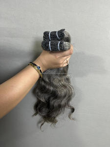 100% Premium Soft Silky & Tangle-Free Human Hair Wefts Available in White & Grey Bold Styles Highlighted Full Coverage Looks - Product Image 4