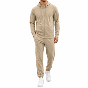 Custom Unisex Full <b>Zip</b> <b>Hooded</b> Tracksuit Premium Cotton Blend Jogger Set Casual Sportswear OEM ODM Manufacturer - Product Image 2