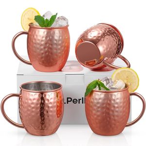 Copper beverage <b>mug</b> collection hammered handmade cocktail cups reusable premium metal serving durable <b>mugs</b> - Product Image 3