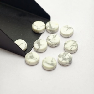 Disque plat en howlite blanche, pierre précieuse polie en vrac pour la fabrication de bijoux - Product Image 4