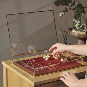Stunning Brass Glass Jewelry Organizer with Lacquer Finish Transforming <b>Treasured</b> Accessories Into a Luxurious Display Elegance - Product Image 4