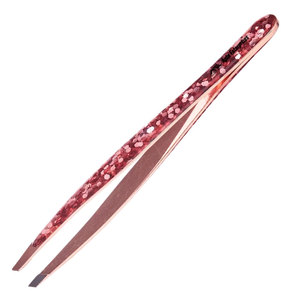 Ensemble de soin Rose Gold 2 pièces, comprenant un ensemble de pinces à épiler à paillettes et des pinces à épiler pointues et inclinées en acier inoxydable de qualité supérieure pour poils incarnés - Product Image 5